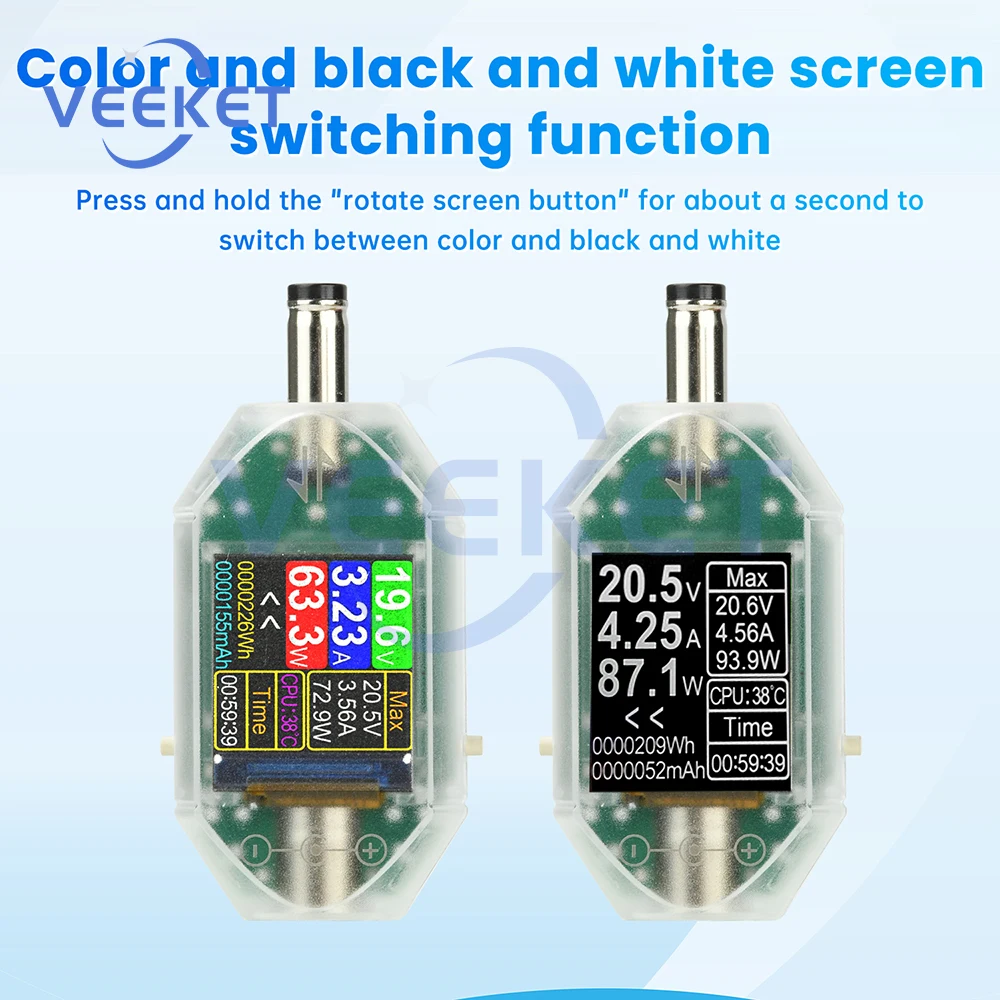 Digitaler Spannungs-/Strom-Leistungsmesser, DC 4,5–50 V, DT550, hochpräzises Amperemeter, Energiemonitor für Laptops, Elektrowerkzeuge