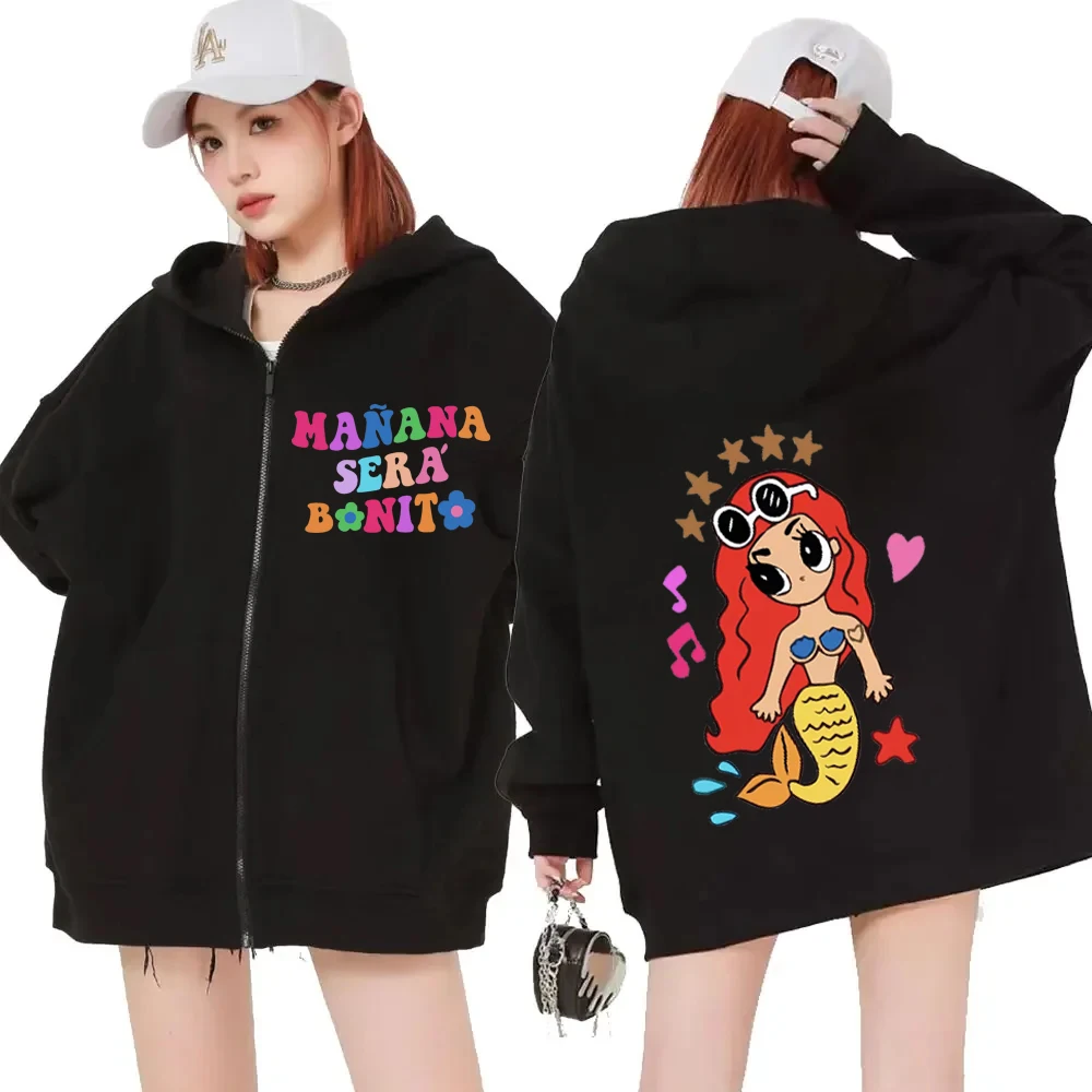 

2024 Karol G Album Manana Sera Bonito Graphics Zipper Hoodies Men Women winter Fashion oversized Sweatshirt Unisex Zips pullover