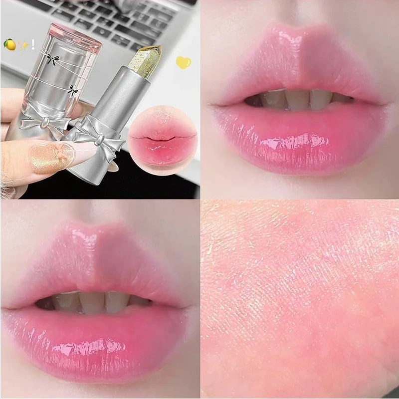 Farbwechselnder Lippenstift, transparentes Gelee, natürlicher rosa Lippenstift, Tönung, feuchtigkeitsspendender Temperaturwechsel, Lippenbalsam, Lippenpflege, Make-up