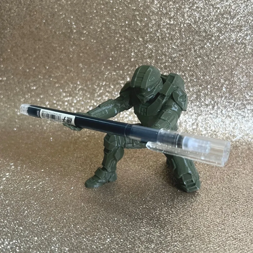 3D printed pen holder, cool tech soldier pen stand, creative desktop decoration storage, stylish stationery display decoration gallery 4