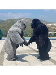 Real Life Inflatable Gorilla Costume Full Mascot Suit Giant Adult Fur Gorilla Cosplay Fancy Dress for Events Party no battery