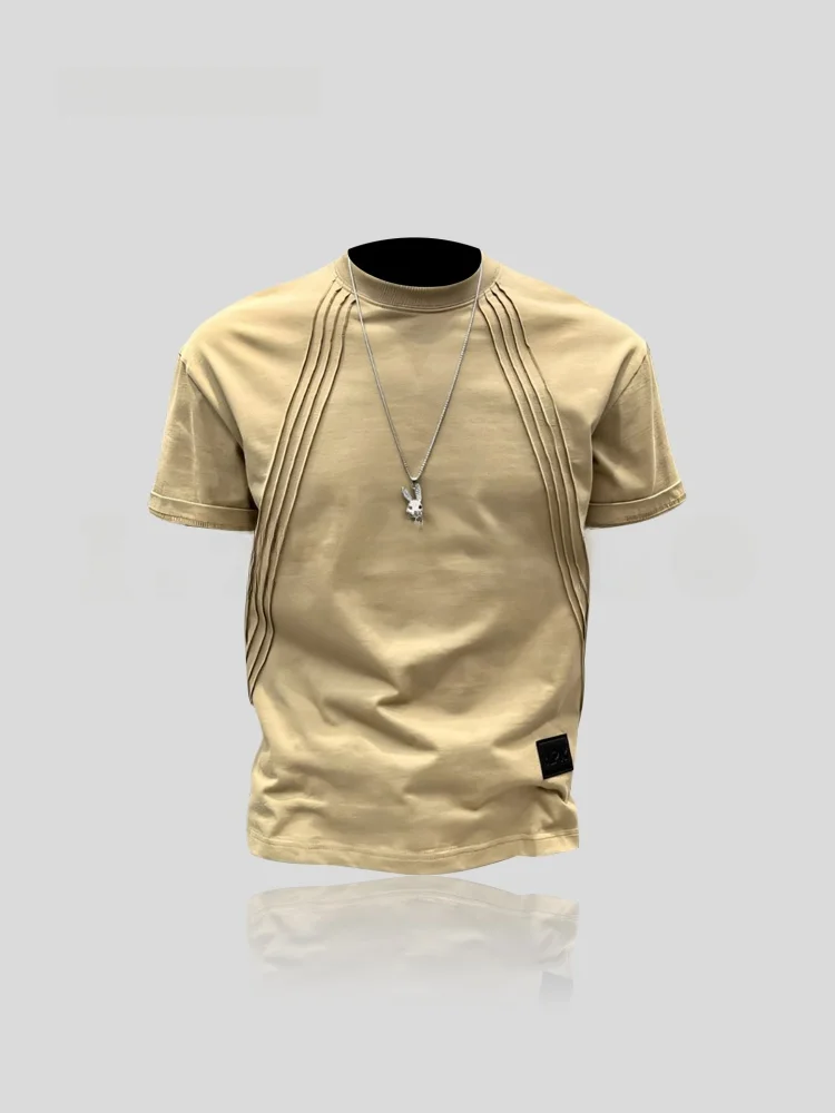 

I.T Texture Short Sleeve T-Shirt Men's Loose Fit Half Sleeve Summer New Style Versatile Simple Design Fashion Sun Protec...