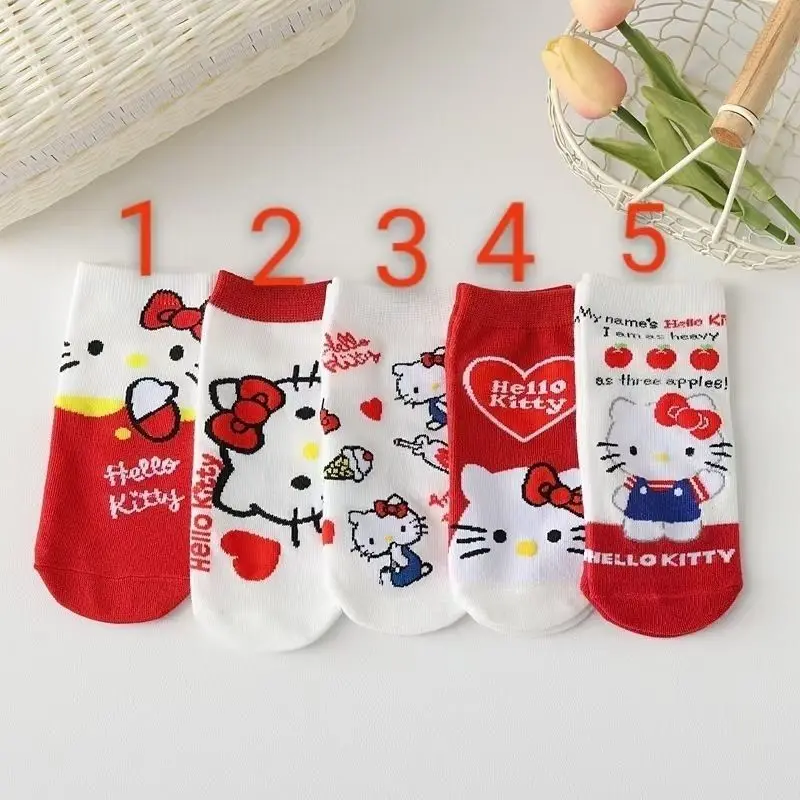 

Sanrios Kawaii Socks Hello Kittys Cute Socks Versatile Sweet Simple Short Print Creative Fashion Hot Sell Soft High End Gifts