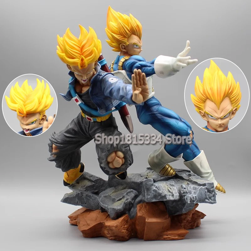 30cm Anime Dragon Ball Super Saiyan GK Battle Vegeta Trunks Figure Resonant Father Son Wave Action Figures Pvc Model Statue Toy