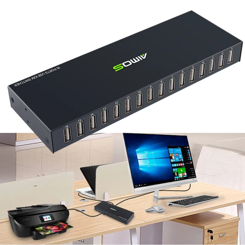 

Splitter Adapter Multi-function 16 Ports USB KM Switcher USB 2.0 sharing switch USB Splitter Switcher USB Synchronous Controller