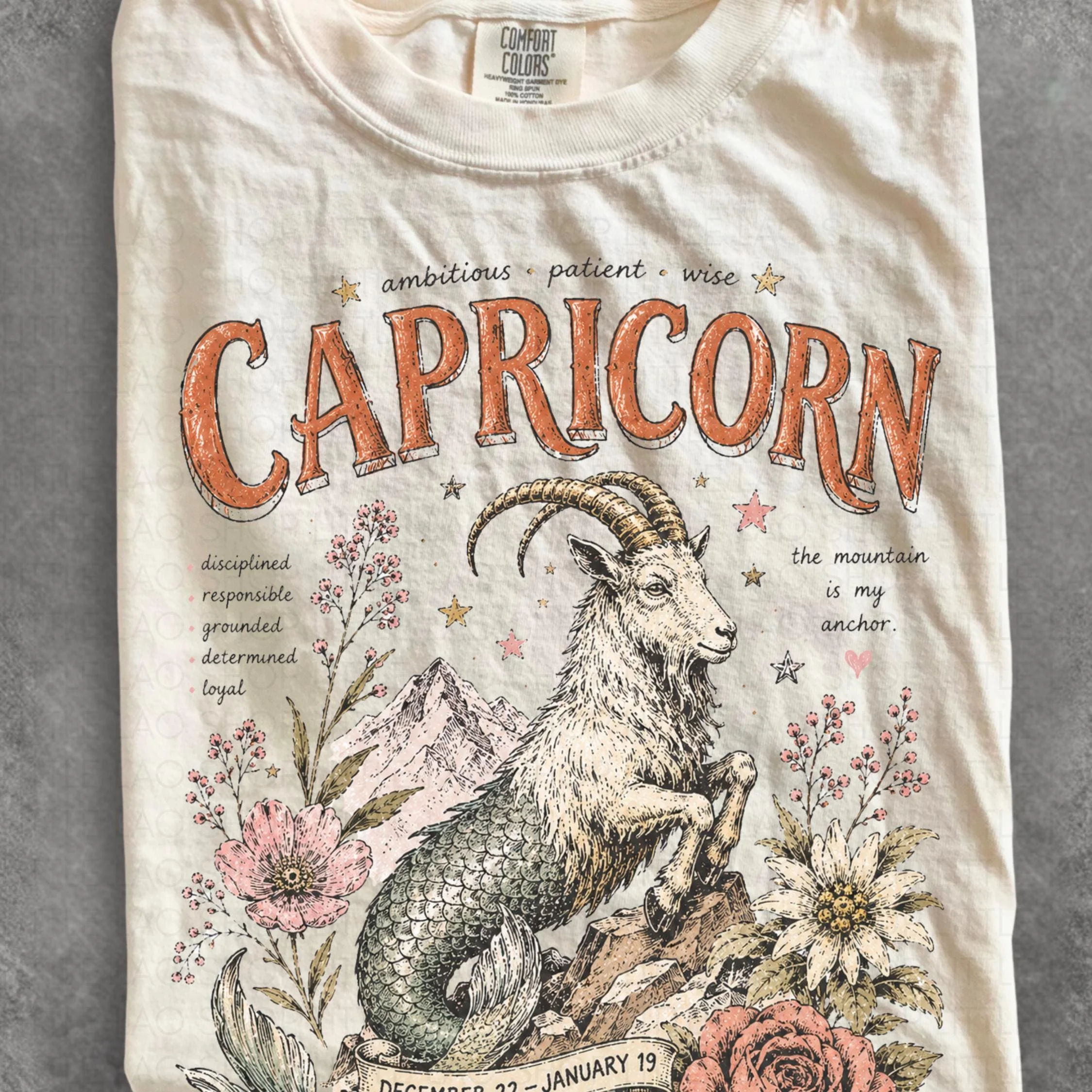 Capricorn Zodiac Shirt, Vintage Capricorn Tee, Astrology Gift , Boho Horoscope T-shirt, Earth Sign Floral Graphic Tee