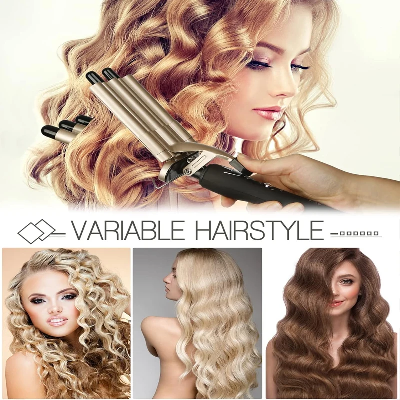 Quick Heating Ceramic 2 Temperature Controlled Curling iron Portable PTC heating 5 buckets of wave curling iron