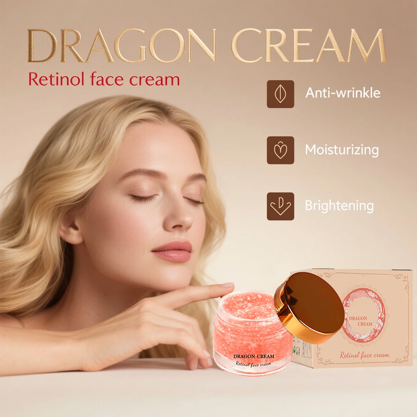 Dragon Cream Crema facial de retinol con ácido hialurónico - Cuidado hidratante antiarrugas para la piel para un tono uniforme Reducción de líneas finas