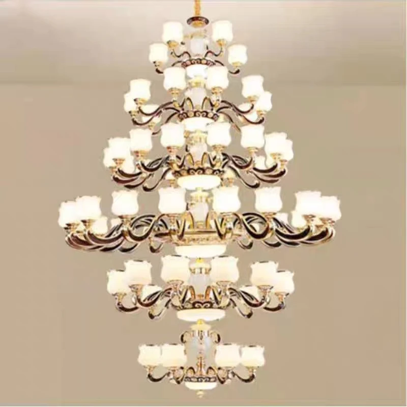 

European Style Duplex Building Villa Living Room Large Chandelier Hollow High Ceiling Lobby Bedroom Dining Room Chandeliers