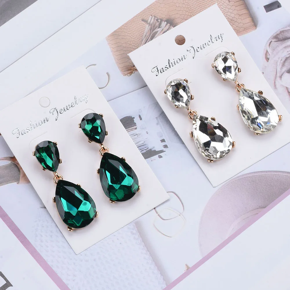 Classic hot-selling water drop earrings, glass diamond earrings, women's cross-border e-commerce hot-selling earrings, wholesale