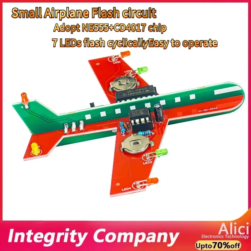 Small Airplane CD4017 DIY Electronic Kit Flow Lamp Welding Practice Electronic Science Assembly Kit Flashing LED PCB
