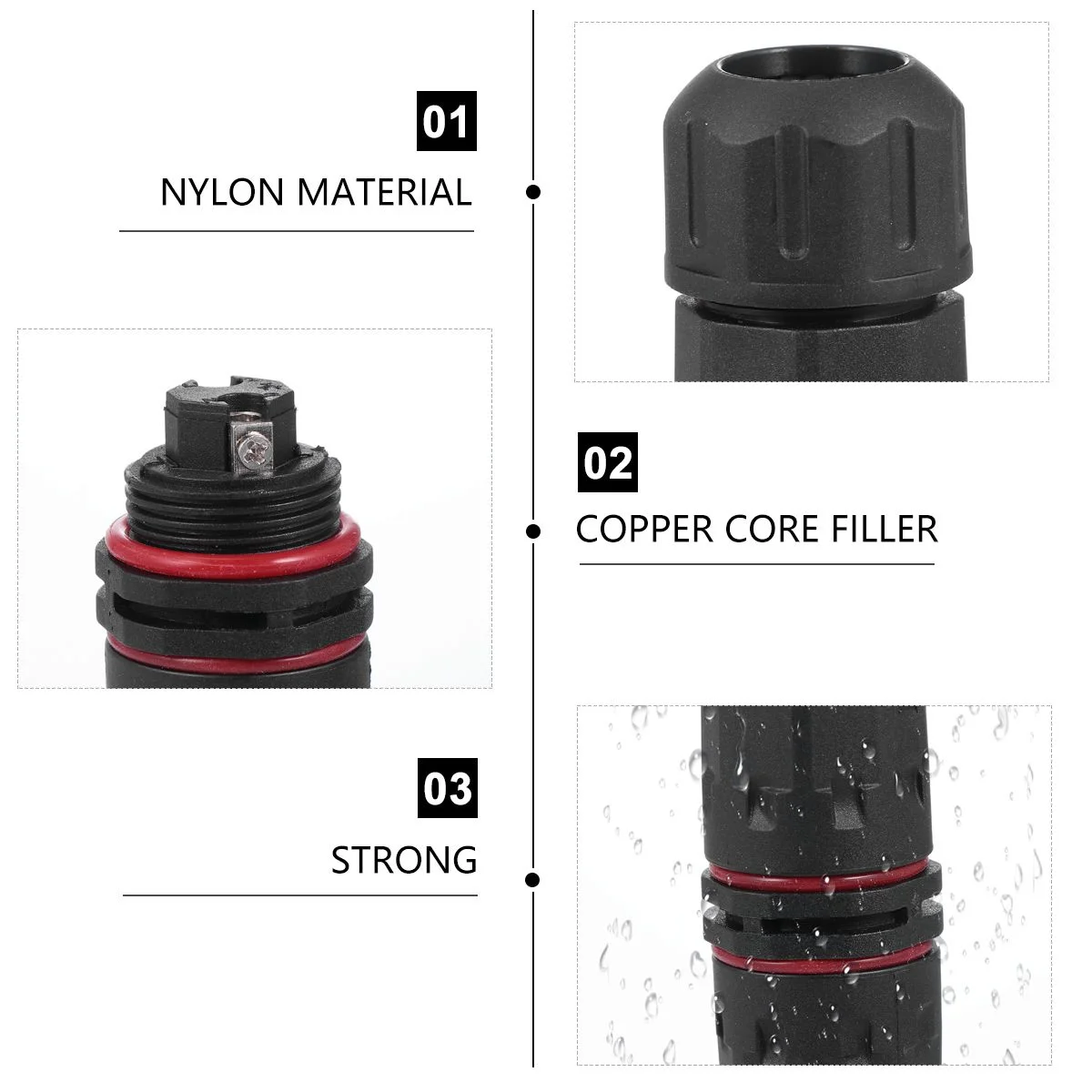 

IP68 Waterproof 2 Pin Electrical Connector Nylon Pa66 Wire Connector High Temperature Resistant for Outdoor LED Flood Garden