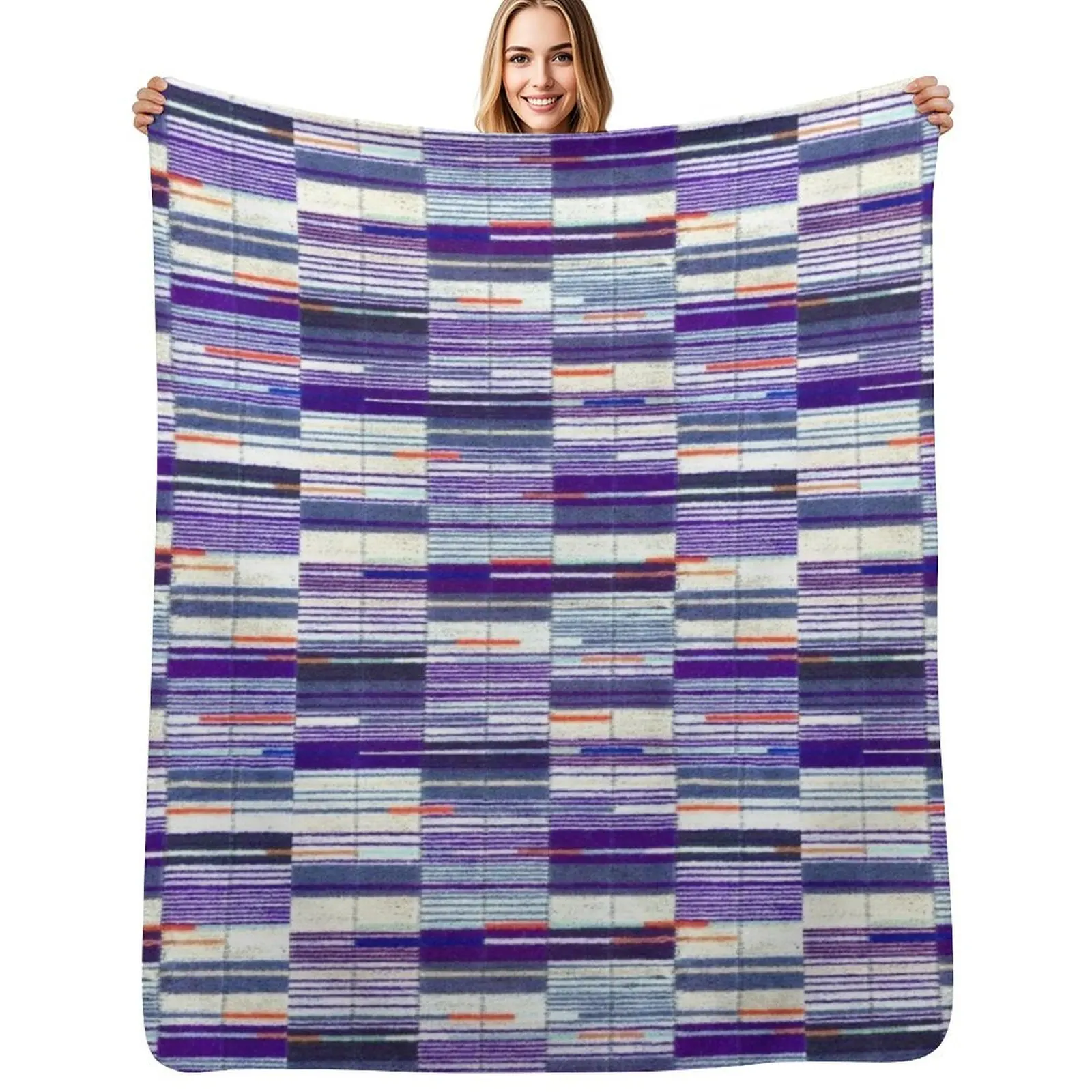 

Printed Image of ELIZABETH LINE UNDERGROUND MOQUETTE SEAT COVER Throw Blanket funny gift Decorative Throw Furry Blankets