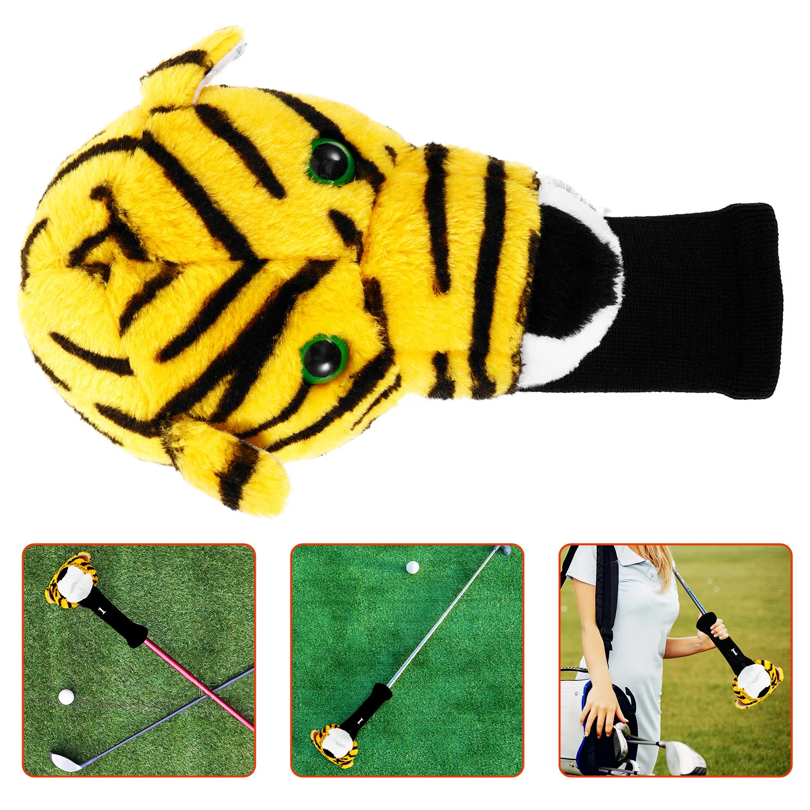 

Golf Club Head Cover Tiger Design Thickened Lining Wear Resistant Cotton Material Vibration Reduction Easy Fit Golf Supplies