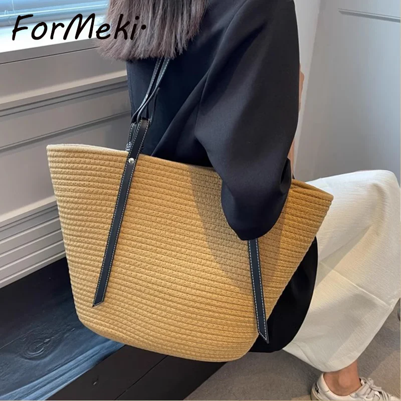 Straw Bag 2023 Shoulder Beach Bag Large Capacity Tote Bag Holiday Ins Fashion Handbag High Quality