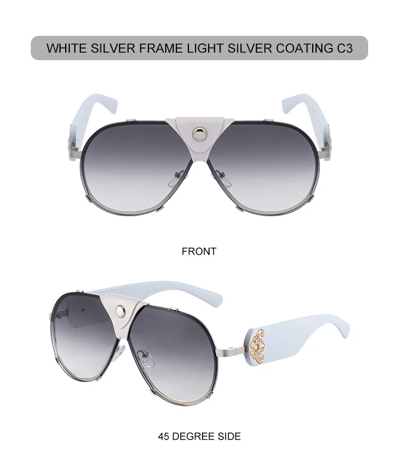 Vintage Übergroße Steampunk Piloten-Sonnenbrille 2026 Luxusmarke Shield Sonnenbrille Trendige Goggle-Fahrbrille UV400-Schutz – Detail 13