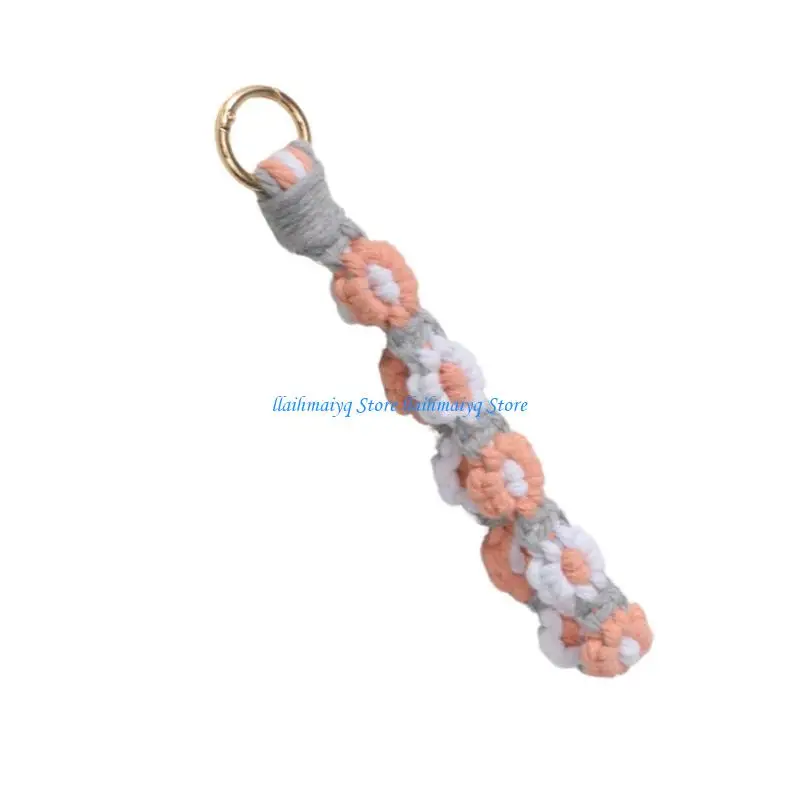 573B Unique Handcrafted Keychain Cotton Rope Flower Decorative Functional Item