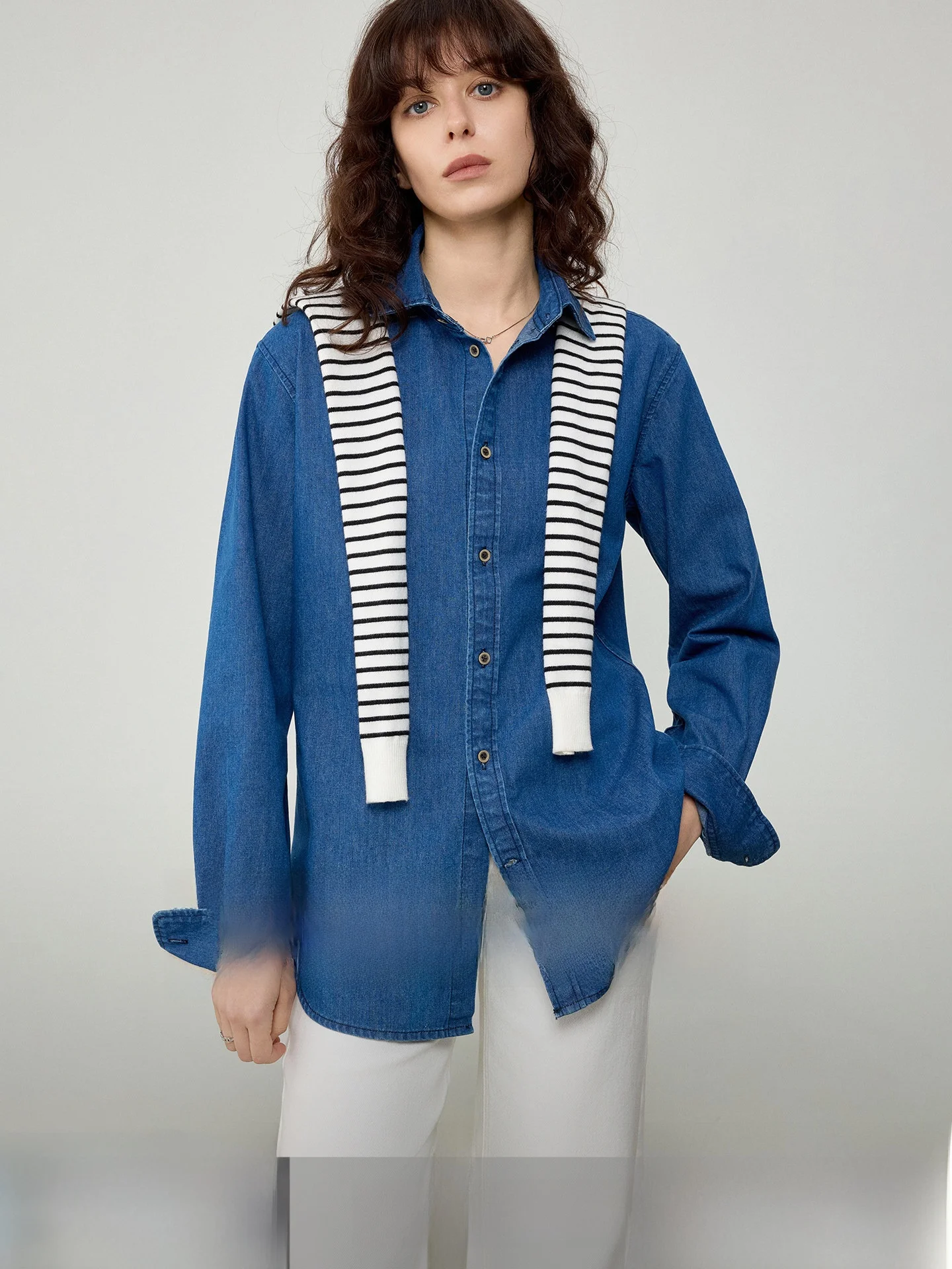 

Aiko Home Stripe Knitted Scarf Women's Outer Thin Match Sweater Shirt Shoulder Air Conditioned Room Multi-Functional Long Rec...