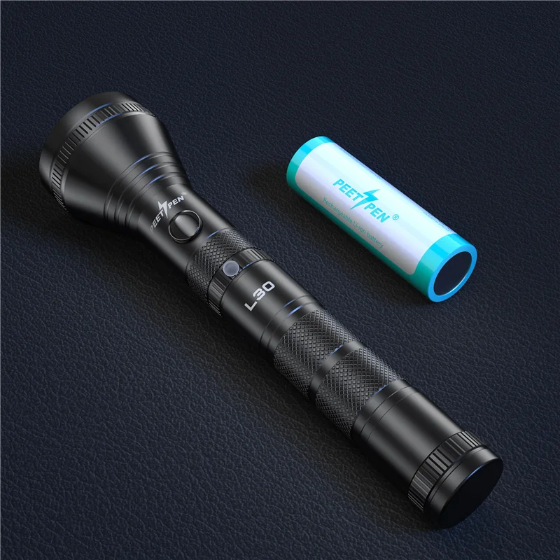 PEETPEN L30 LED Flashlight USB Rechargeable Torch 1200 Lumens Waterproof Side Switch Flashlight Outdoor Light for Camping