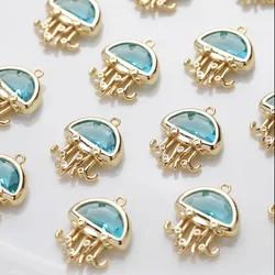 4PCS Dainty Jellyfish Charms for Jewelry Making Pendant Findings DIY Hand Made Brass Accessory 14k Gold Plated 14*18mm