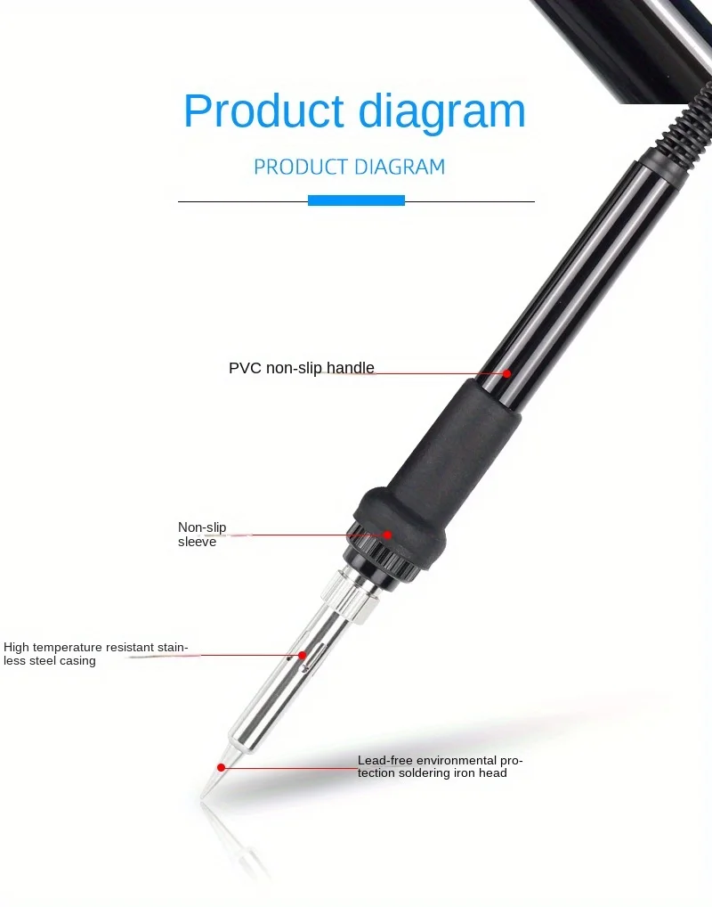 High Power 50W Electric Soldering Iron with 7 Holes and Tiptop for AT936b AT907 AT8586 Welding Solder Rework Station Repair Tool