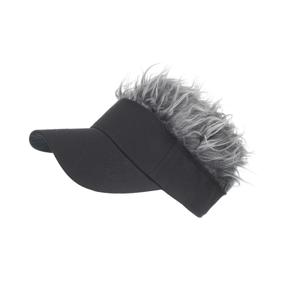 Practical Attached Fake Hair Wig Baseball Cap Sun Protection Brim Sun Visor Cap Fake Hair Visor Hat For Women