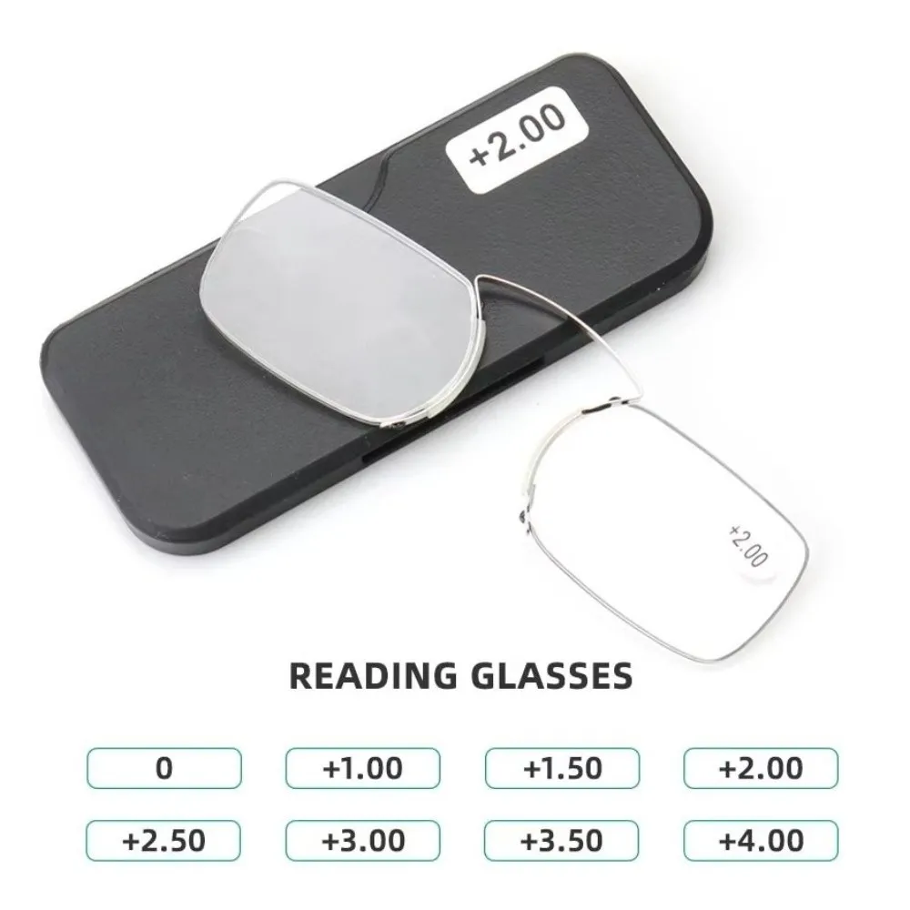 Mini Lazy Glasses Reading Glasses Magnifying Legless Nose Rack Rimless Nose Clip Presbyopic Glasses Men Women