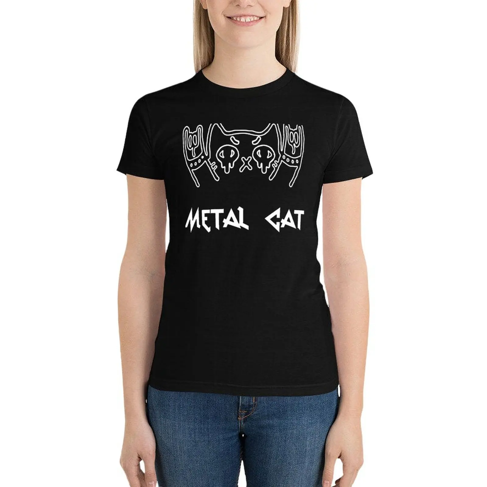 

Metal Cat T-Shirt cute tops Short sleeve tee tops tees woman t shirt