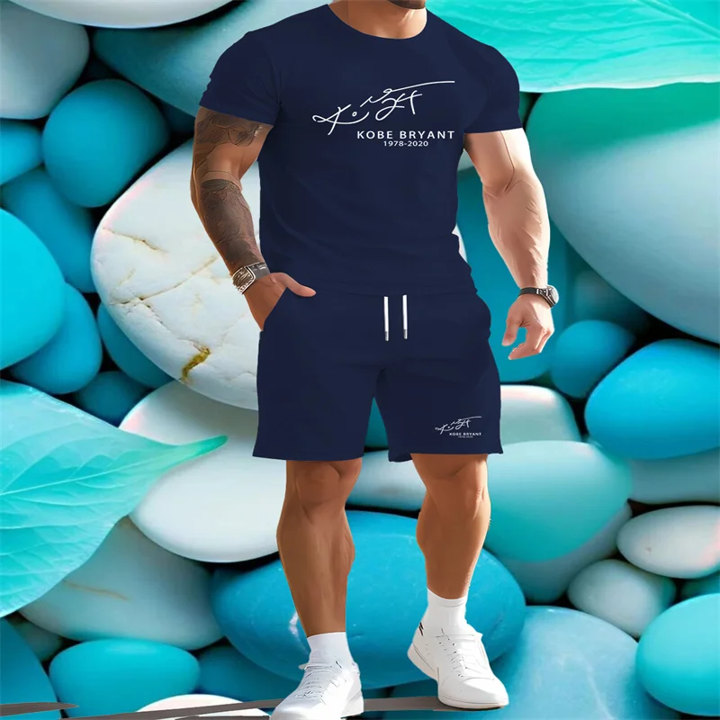 

2025 летний мужской комплект из футболки с короткими рукавами и шортами с круглым вырезом, модный спортивный комплект для отдыха, мужской комплект из 2 предметов для отдыха на открытом воздухе