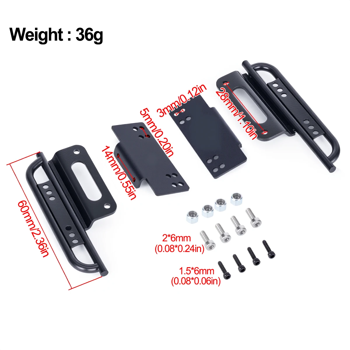 RC Crawler Side Pedal, 1Pair Metal Sliders for Axial SCX24 | Fits Deadbolt, Wrangler, Gladiator, Bronco, Chevy C10 1/24 Upgrade