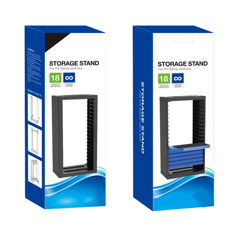 AD41-For PS4 Multifunctional Disic Storage Tower Games Discs Holder Vertical Stand 18 Game Disks