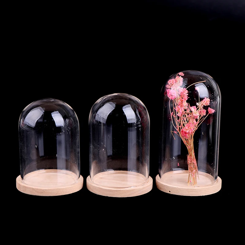 1:12 Dollhouse Miniature Decor Flower Display Glass Display Bell Jar with Base