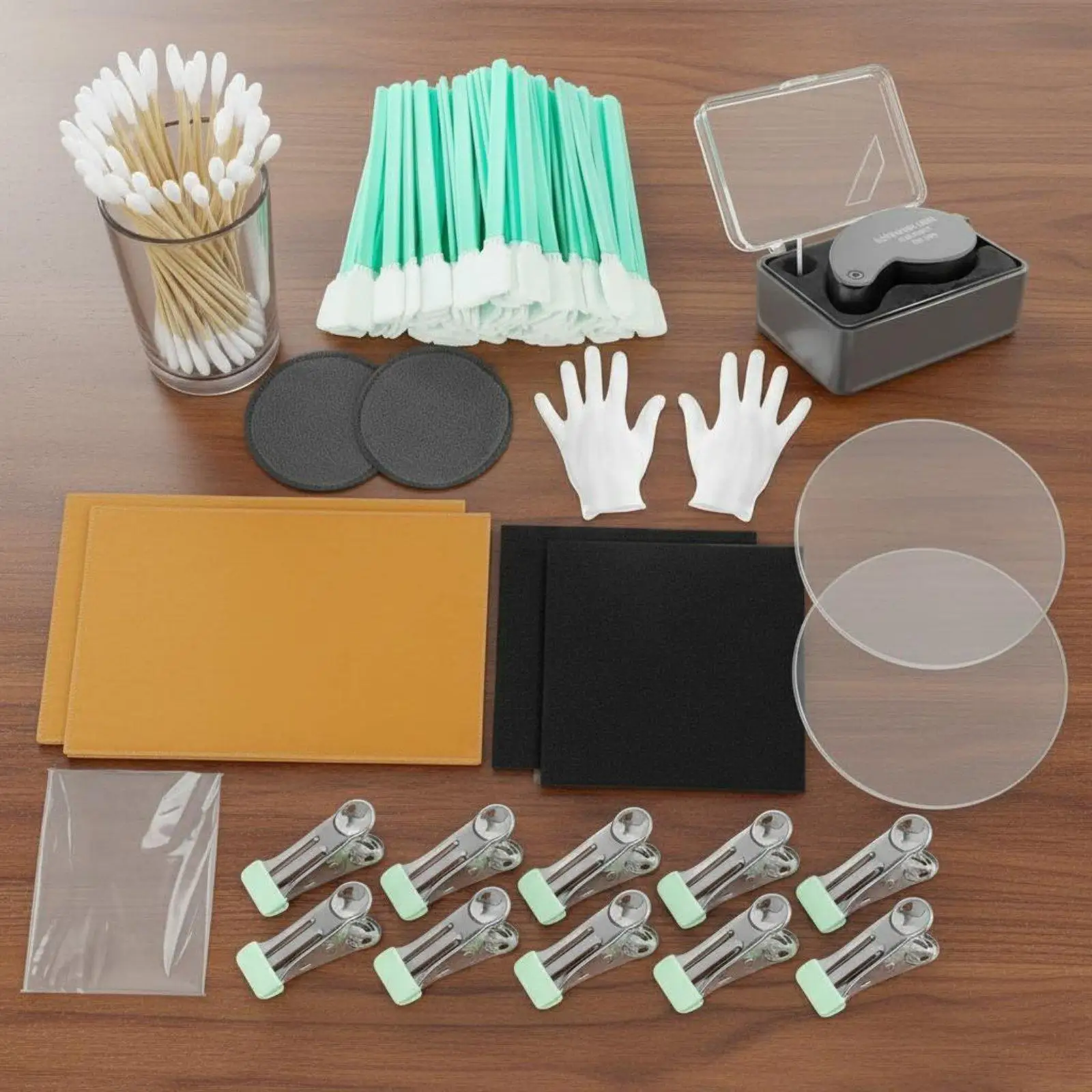 Card Restoration Supplies Set with Acrylic Discs Spring Clips and Surface Protection Pads for Trading Card Hobby Enthusiasts