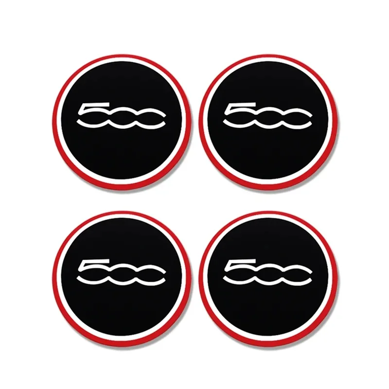 Emblema de cubo de rueda de coche, 4 piezas, 56mm, 500, pegatinas de cubierta de llanta, insignia para Abarth Fiat 500X 500L 500E 500C, accesorios