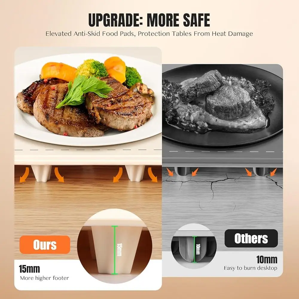 Portable Food Warming Mat 7 Level Temperature Control 10S Rapid Heating Silicone Nano Material Timer 6H Eco Friendly Home