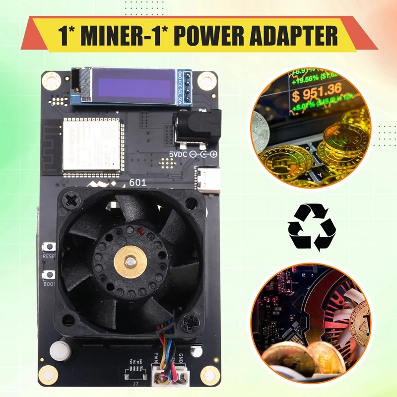 Bitaxe Gamma 601 Solo Miner 1.2TH/S BM1370 Asic Chip 18W From Antminer S21 Pro Bitcoin BTC Miner US Plug