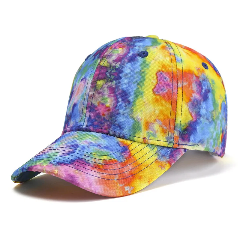 European and American tie-dye baseball caps for spring and summer, colorful street caps for men and women