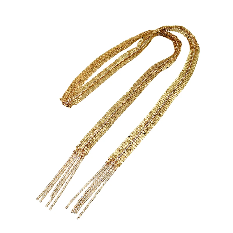 Long Exaggerated Tassel Stacked Neck Chain 2024 New Girls' Personality Light Luxury Niche Design Clavicle Chain