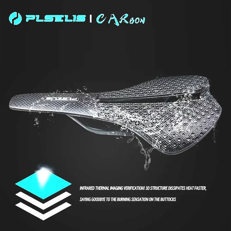 

PLSELIS Popular 3D-Printed Carbon Fiber Mountain Bike Saddle: Hollow, Ultra-Light, Breathable, High-Strength, Short Nose