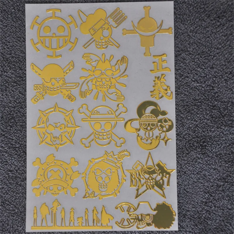 

One Piece Metal Sticker Luffy Zoro Sanji Chopper Anime Action Figure Cartoon Waterproof Graffiti Sticker Phone Laptop Decoration