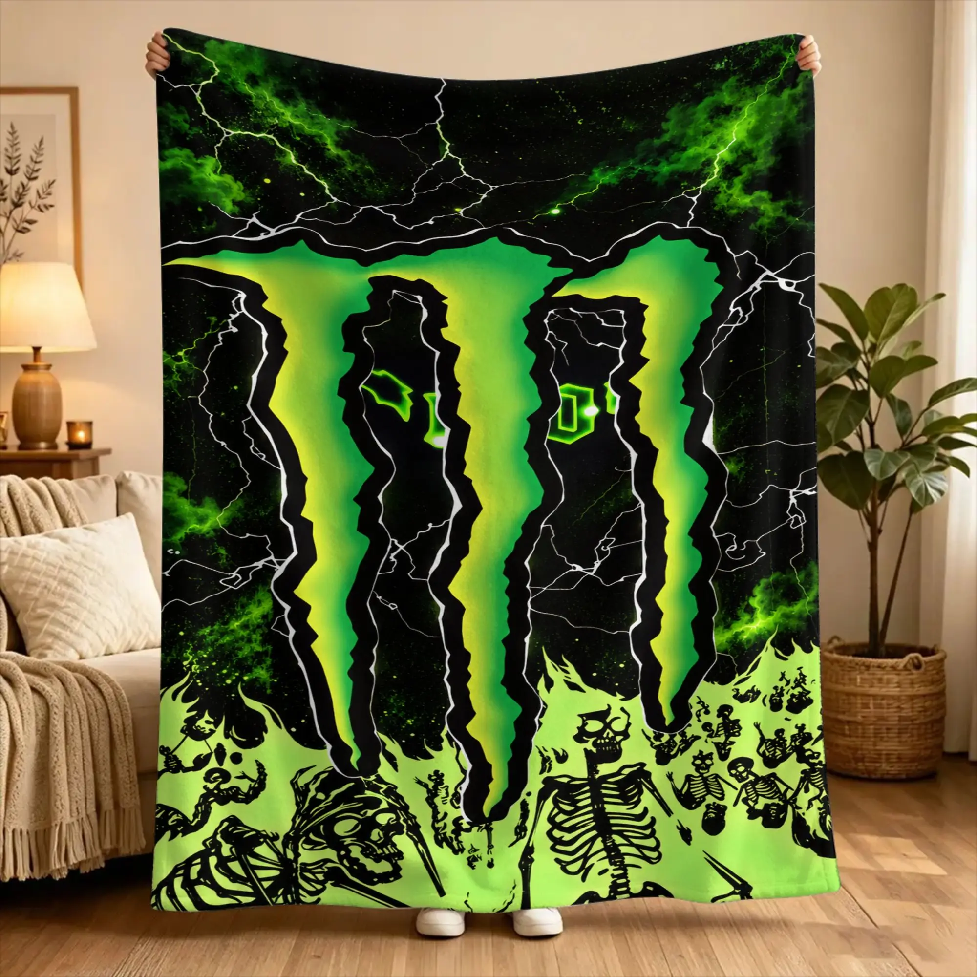 M-Monsters Drink-Racing E-Energy Blanket  For Couch Chair Sofa Bed Travel Flannel Bedspread Bed Cover