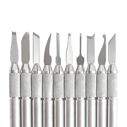 Kit d'outils de sculpture en argile de poterie opaque, outils à main en acier pour sculpteurs de marijuana, 10 pièces