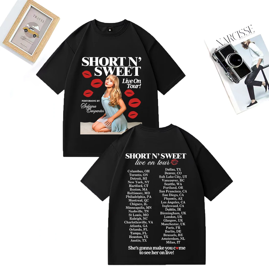 

Sabrina Carpenter Short N'Sweet Tour Album NEW TShirt Fans Gift Men Women Clothing Fashion vintage Oversized T-shirts Streetwear