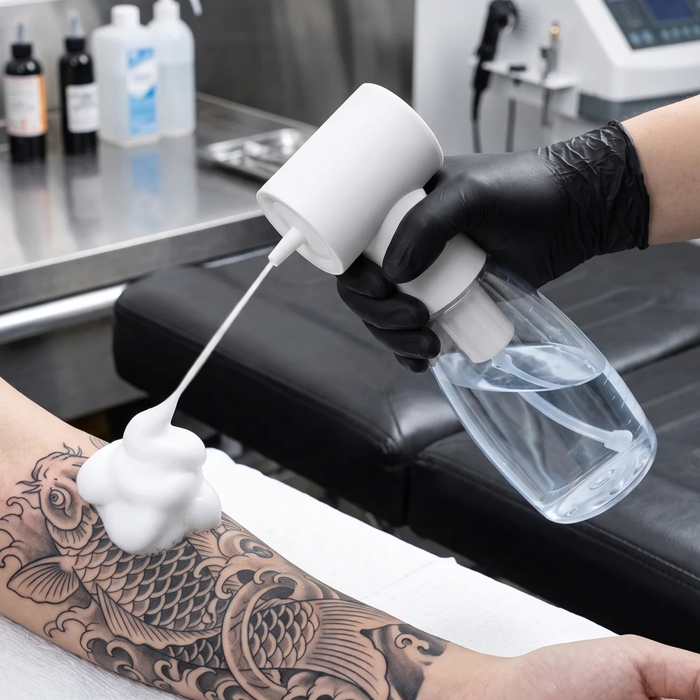 Electric Foam Machine 650ml Rechargeable Foam Dispenser Gun for Tattoo Cleaning One Touch Shampoo God Detergent Bathroom