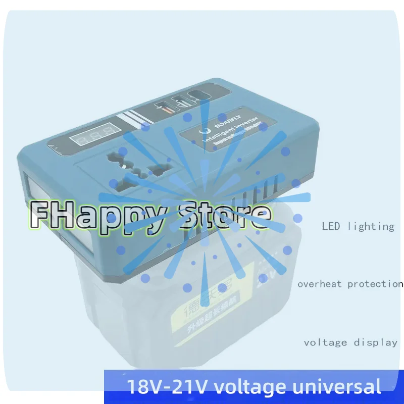 1Pcs DC21V To 220V AC Converter Lithium Battery Inverter Portable Power Supply For Outdoor Activities With Dual USB Ports