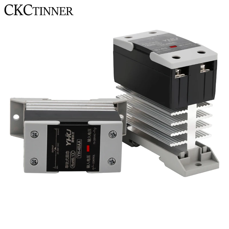 10A 25A 40A 60A 80A 100A 120A Din Rail Mount Solid State Relay SSR Single Phase DC Control AC AC Control AC With Heat Sink