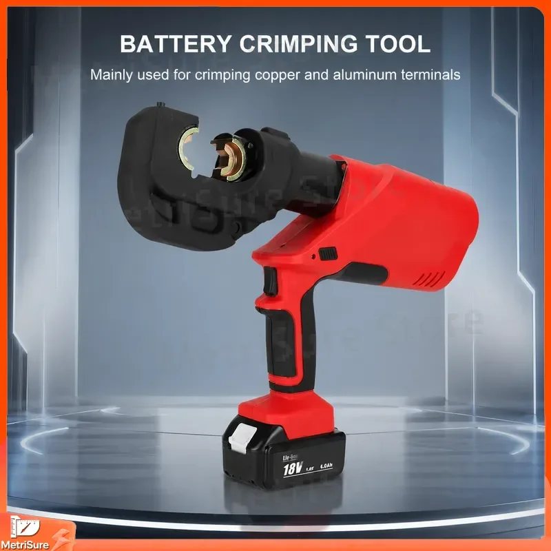 18V Cordless Hydraulic Crimping Tool Battery Powered Cable Lug Terminal Crimper Plier Set 10-400mm2 Wire Compression Punch
