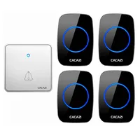 CACAZI Home Wireless Night Light Doorbell Waterproof 300M Remote 60 Chimes 1 Transmitter 4 Receiver CR2032 Battery US EU UK Plug