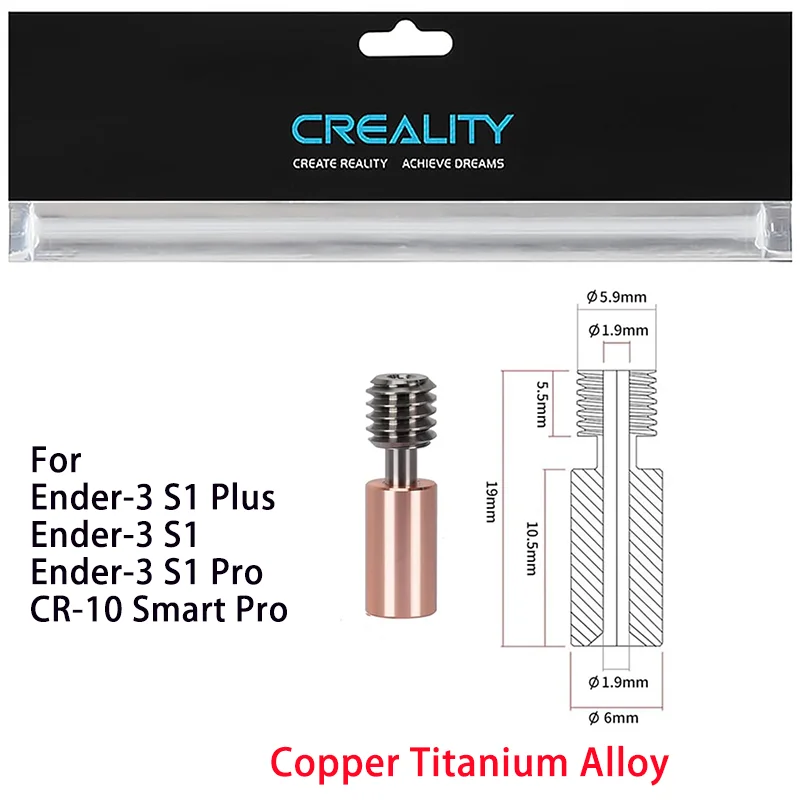 Creality Offizielles Ender3 Halsrohr aus Titanlegierung, Bimetall-Heatbreak, für Ender3 S1/3 V2/3 Pro/Ender 5/CR-6 SE/CR-5 PRO/CR10 – Detail 1
