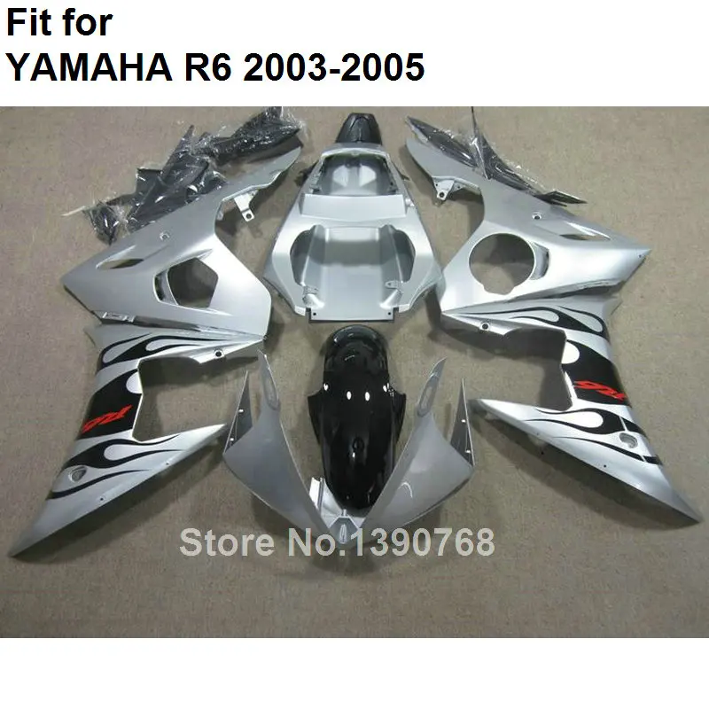 

Новый комплект обтекателей для мотоцикла YAMAHA YZF R6 2003 2004 2005 Серебряный Пластиковый обтекатель R6 03 04 05 HZ86